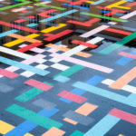 Beat Zoderer, Floor Drawing No.2-09, 2009, traffic paint on asphalt, Merker-Areal Baden, 32x20m, Photo Andre Huber, Courtesy von Bartha